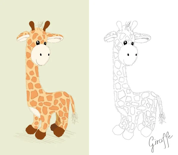 Girafe dessinée à la main - jouet — Image vectorielle