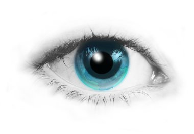 Iris yerine mavi dünya ile insan gözü