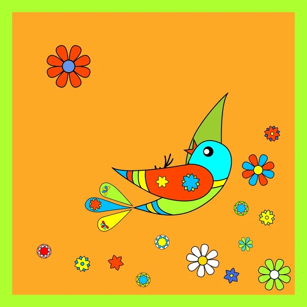 Flying colorful birdie — Stok Vektör