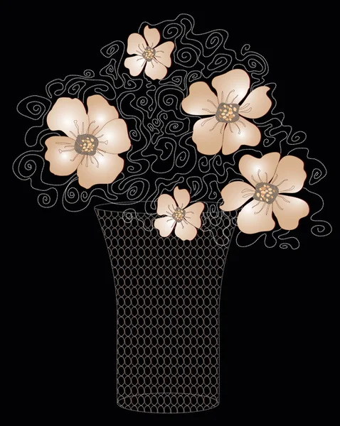 Virágok a vázában, vektoros illusztráció — Stock Vector
