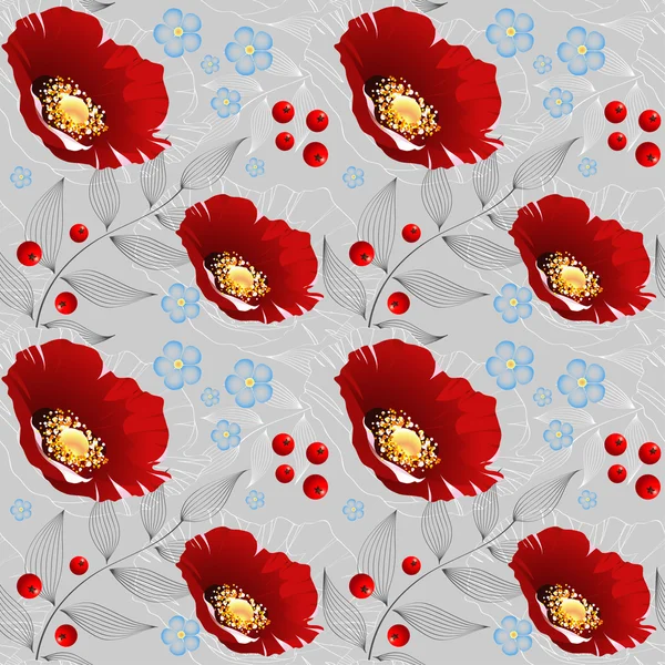 Gelincikli çiçek desenli vektör.