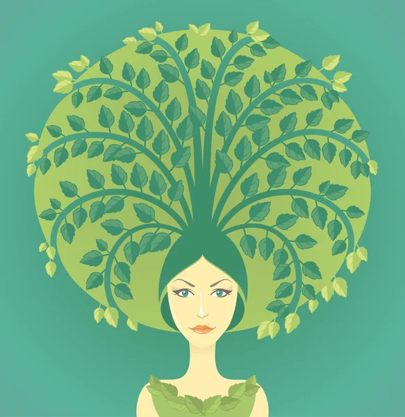 Woman With Tree — Stock Vector