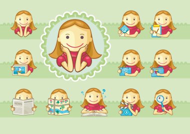 Icons Of Cute Girls clipart