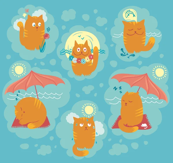 Summer Cats — Stock Vector