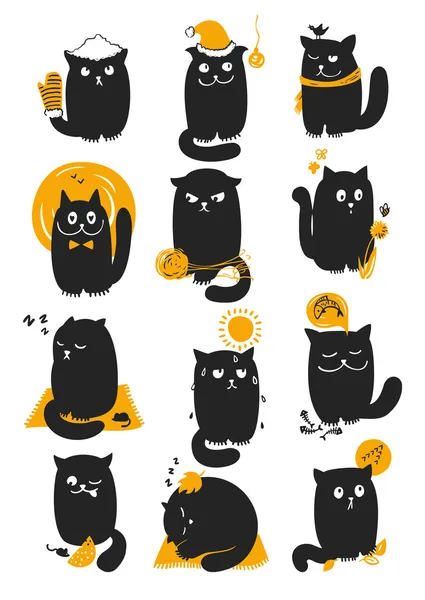 Кіт у сезонах Стокова Ілюстрація