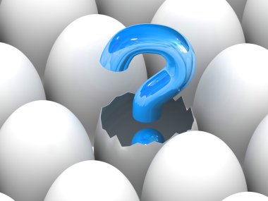 Question mark sign hatching from egg. clipart