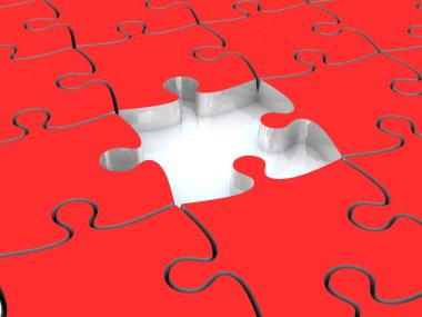 3D kırmızı yap-boz olmadan tek parça