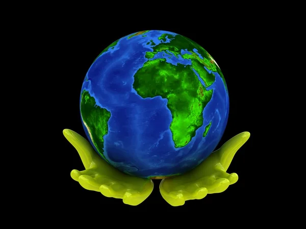 Planeta Terra nas palmas das mãos — Fotografia de Stock