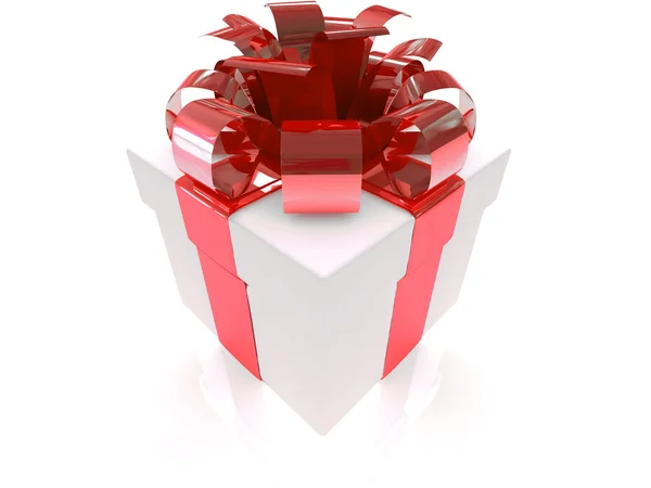 빨간 리본과 활을 가진 선물 상자. — 스톡 사진