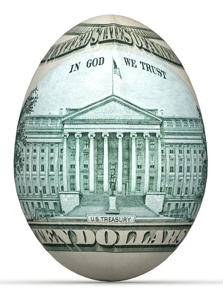 10 dollar back side banknote in shape of egg. — Stock Photo, Image