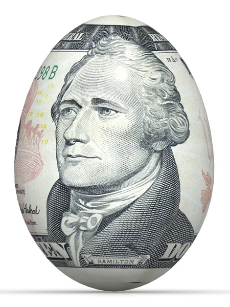 Bankbiljet van 10 dollar in de vorm van ei. — Stockfoto