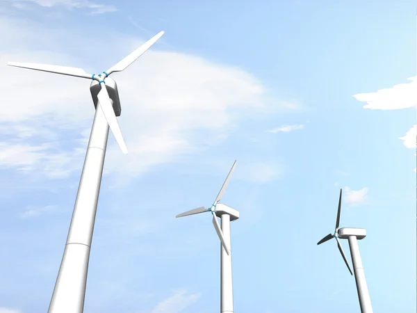 Větrné mlýny, obnovitelné zdroje energie. — Stock fotografie