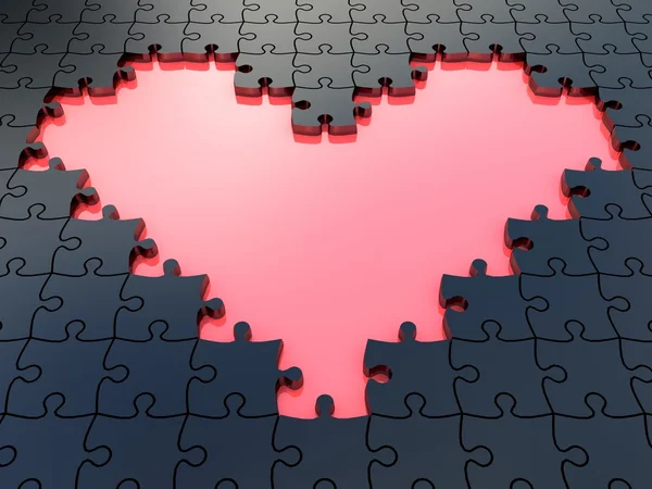 3D puzzle heart with white puzzle pieces — Stock Photo, Image