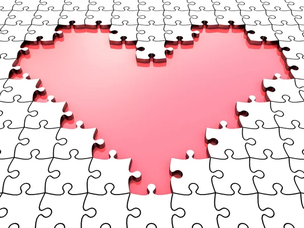 3D puzzle heart with white puzzle pieces — Stock Photo, Image