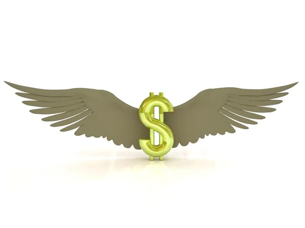Dollar-Symbol mit Flügeln. — Stockfoto