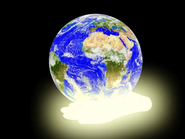 Planète Terre sur la paume — Photo