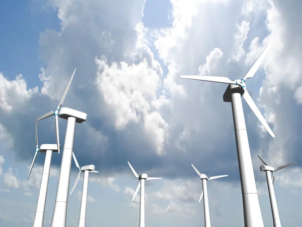 Rüzgar değirmenleri, yenilenebilir enerji. — Stok fotoğraf