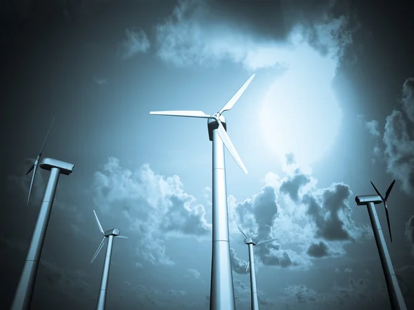 Rüzgar değirmenleri, yenilenebilir enerji. — Stok fotoğraf