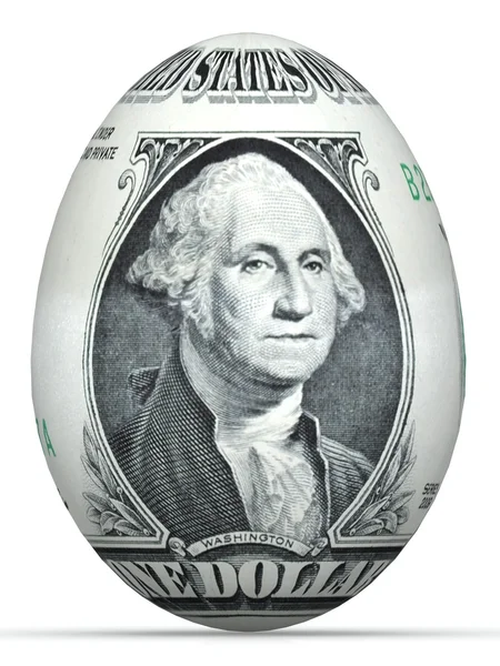Банкнота 1 доллар в форме яйца . — стоковое фото