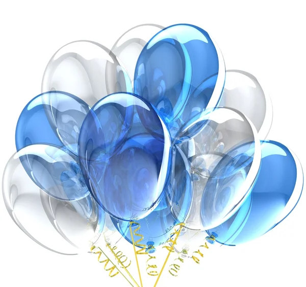 3D parti ballonger genomskinlig färgad blå. — Stockfoto
