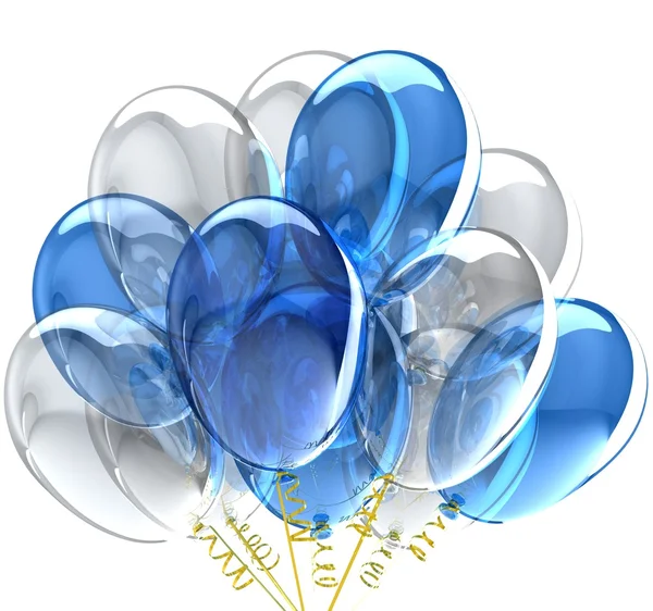 3d festa balões translúcido colorido azul . — Fotografia de Stock