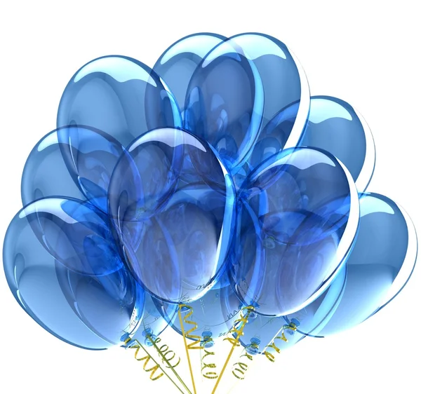 Modré barevné 3D party balóny průsvitné. — Stock fotografie