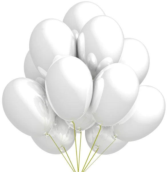 Biały kolorowe balony party. ozdoba na obchody rocznicy. — Zdjęcie stockowe
