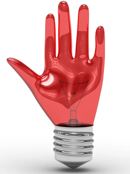 3D palma roja Bombilla de luz . —  Fotos de Stock