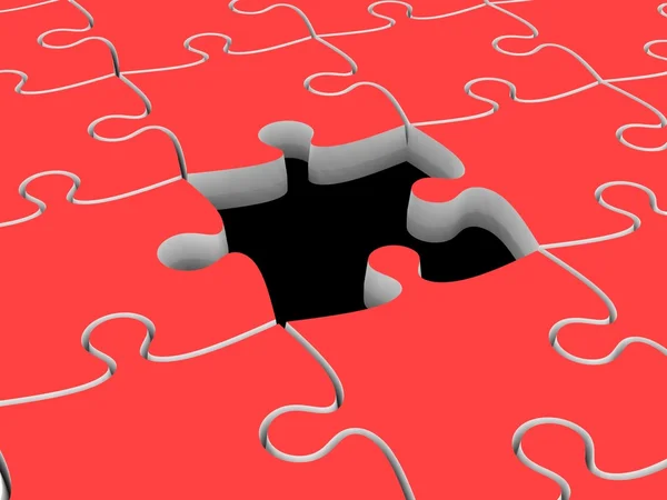 3D rote Puzzles ohne ein Stück — Stockfoto