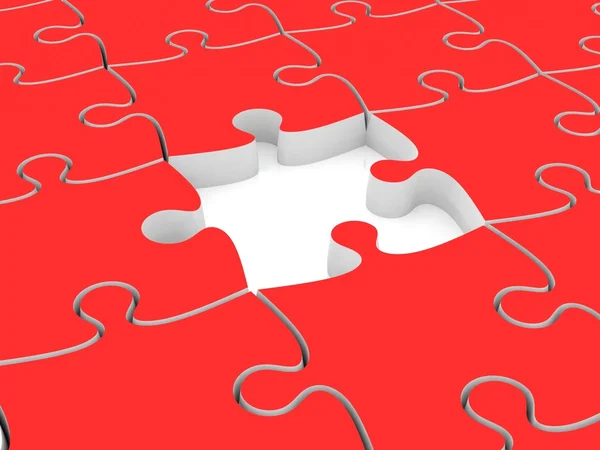 3D red jigsaw puzzles without one piece — Stock Photo, Image
