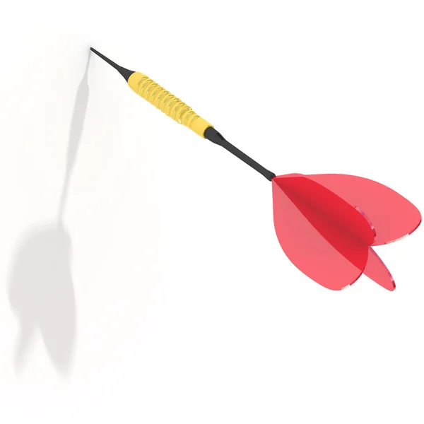 3D-rode dart met schaduw met gouden houder — Stockfoto