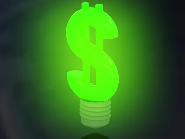 Ιδέα για λεφτά. Λαμπτήρας με σύμβολο δολαρίου. — Φωτογραφία Αρχείου