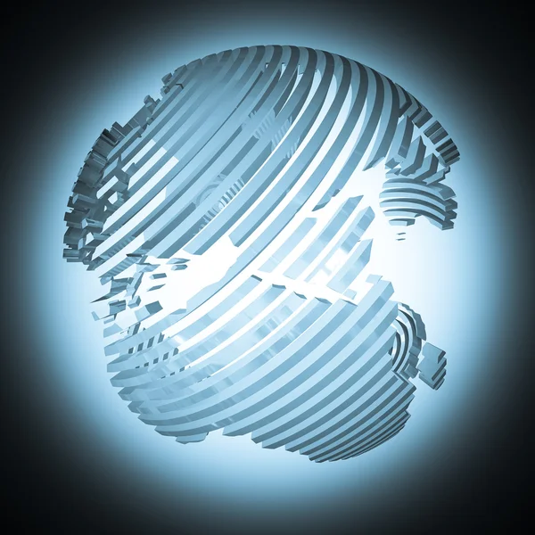 Абстрактный голубой нарезанный глобус . — стоковое фото
