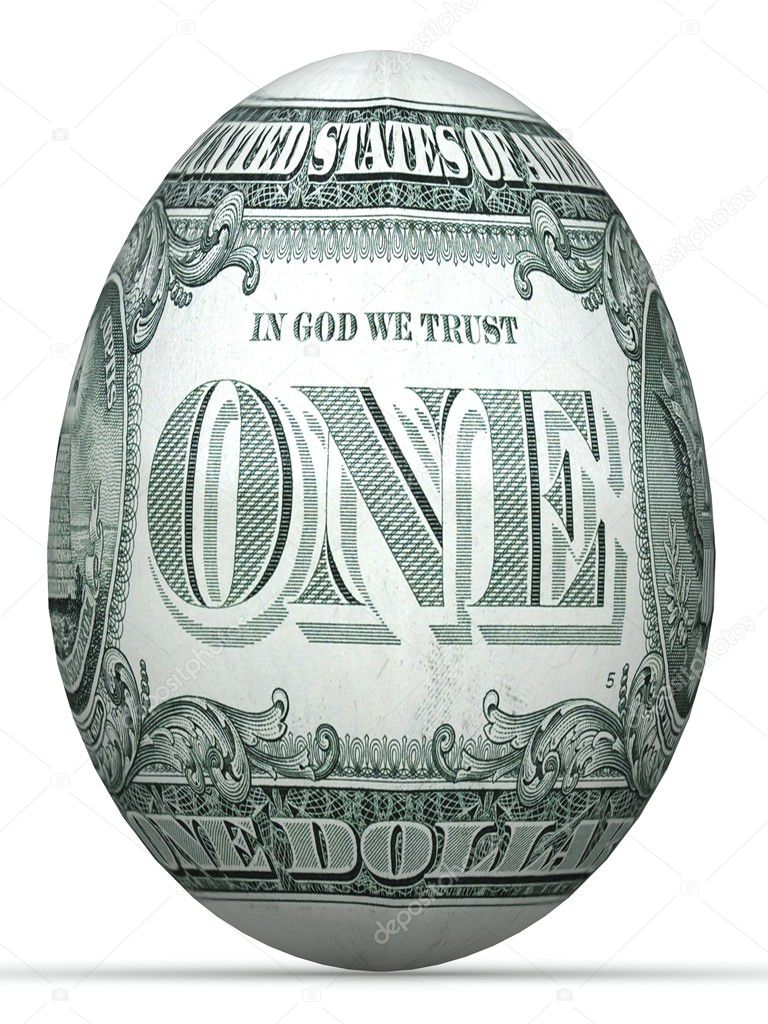 1 dollar back side banknote in shape of egg.