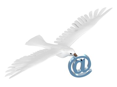 White Homing pigeon with message clipart