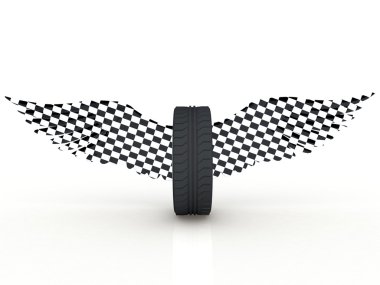 Car tire wheel with wings. clipart