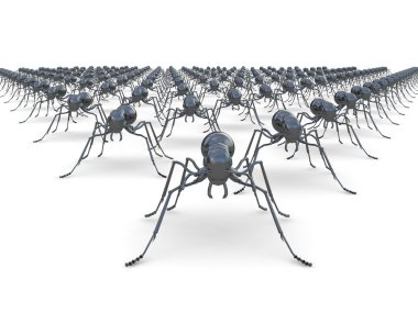 Wedge form Army of ants on white isolated background clipart