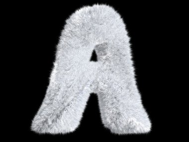 Letter A from a White Rabbit Fur on Black clipart