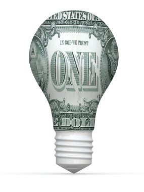 1 dollar bulb isolated on white background clipart