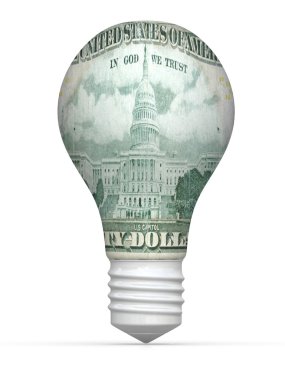 50 dollar bulb isolated on white background clipart