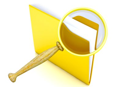 File search concept: folder and magnifying glass clipart