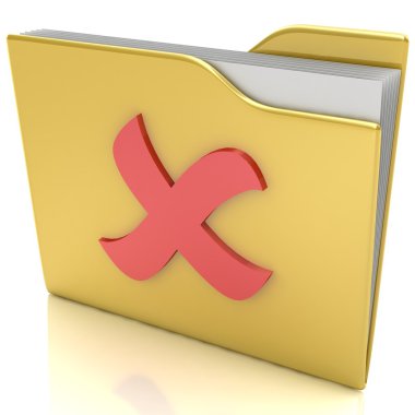 3d yellow folder with red delete mark clipart