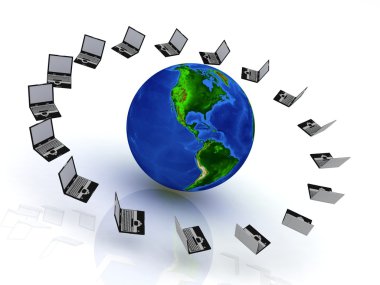 Computer Network around the World clipart