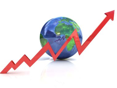 Business graph with globe clipart