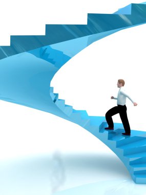 3d human on career stairs clipart