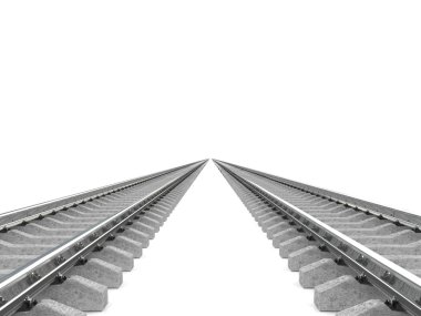 Railroad over white background. 3d image clipart