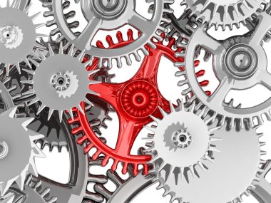 3D metallic gears background. Work concept. clipart