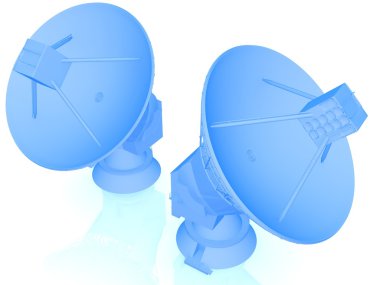 Beyaz arka plan üzerinde izole 3d uydu anteni