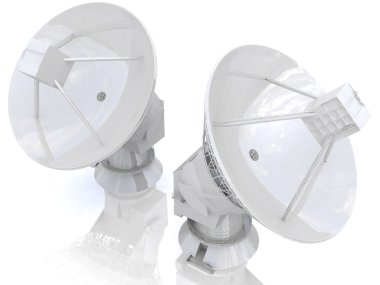 Beyaz arka plan üzerinde izole 3d uydu anteni