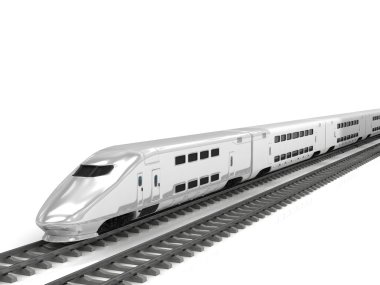 Modern high speed train on white background clipart